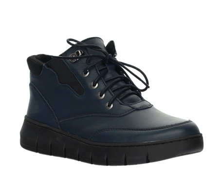 Skórzane buty zimowe damskie trzewiki na zamek Helios model 506