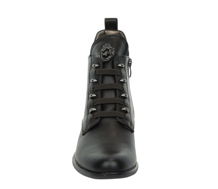 Eleganckie brązowe czekoladowe buty zimowe płaskie botki Jezzi