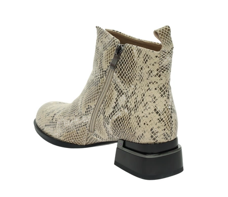 Skórzane botki eleganckie na płaskim obcasie wężowa skóra