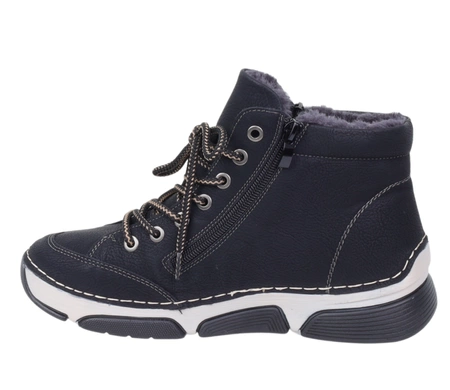 Czarne trzewiki damskie komfortowe botki zimowe ciepłe na zamek i sznurowadła HAIDRA