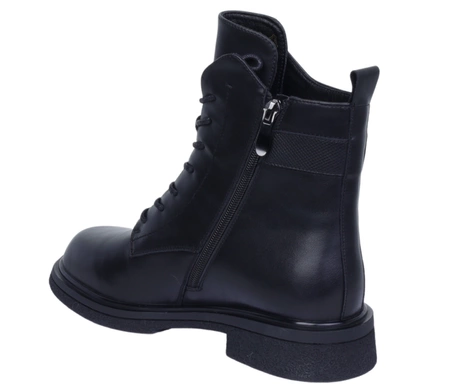 Czarne skórzane botki damskie garniturowe ocieplane sztyblety Gino Fabiani