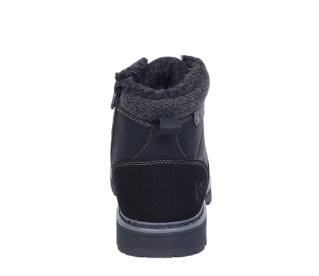 Czarne buty zimowe męskie trapery sznurowane i na zamek ciepłe NEWS