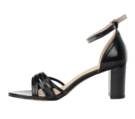 Czarne sandały na obcasie z cienkimi paseczkami z zakrytą piętą Jezzi