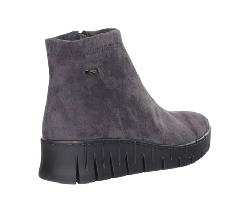 Skórzane trzewiki damskie ciemnoszare dopasowane botki Helios