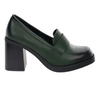 Ciemnozielone mokasyny damskie na obcasie i platformie Jezzi
