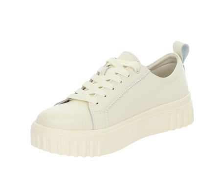 Beżowe skórzane adidasy damskie na platformie półbuty PREMIUM