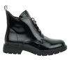 Czarne eleganckie buty zimowe damskie botki lakierowane płaskie Jezzi