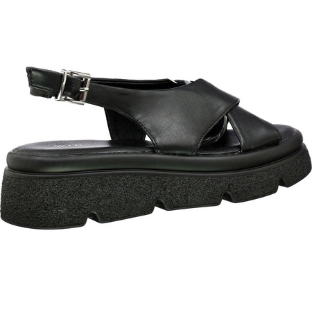 Czarne rokowe sandały damskie na grubej podeszwie Jezzi