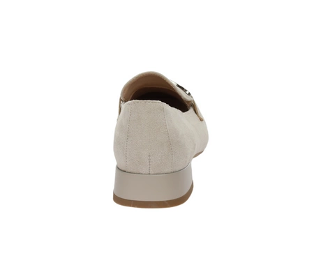 Beżowe eleganckie półbuty damskie wsuwane na płaskim obcasie Jezzi