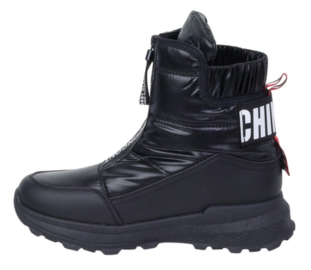 Czarne sportowe śniegowce damskie na zamek na grubej podeszwie NEWS