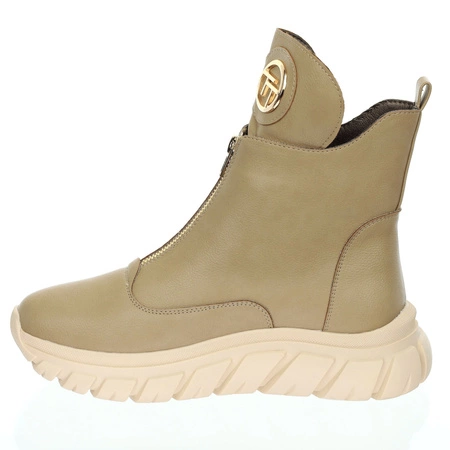 Beżowe adidasy damskie botki płaskie wiosenne Jezzi