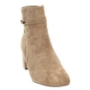 Beżowe zamszowe botki damskie zimowe na obcasie Jezzi