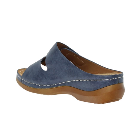 Komfortowe granatowe klapki na rzepy zdrowotne Jezzi