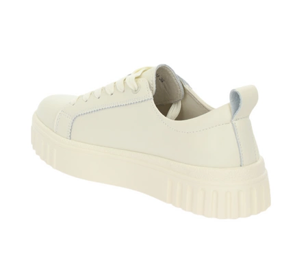 Beżowe skórzane adidasy damskie na platformie półbuty PREMIUM