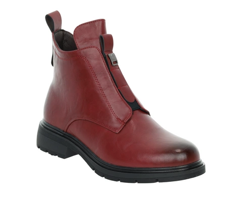 Czerwone buty zimowe damskie eleganckie i wygodne na zamek Jezzi