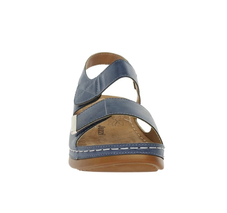 Sandały granatowe płaskie damskie na rzepy Jezzi