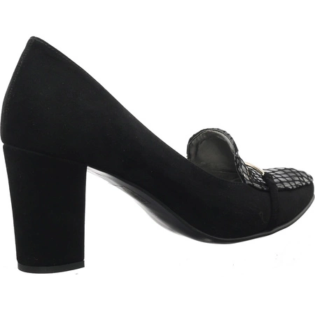 Czarne czółenka damskie lordsy na obcasie Polskie Azali