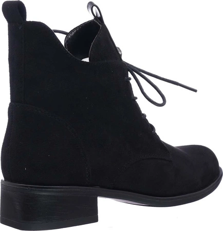 Komfortowe półbuty płaskie botki czarne zamszowe nobukowe Gloria