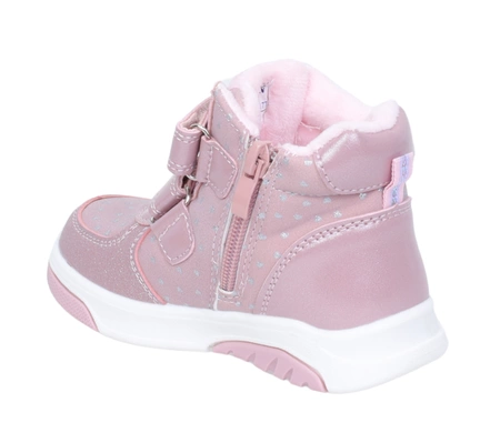 Różowe buty zimowe dla dziewczynki na rzepy ciepłe i tanie American