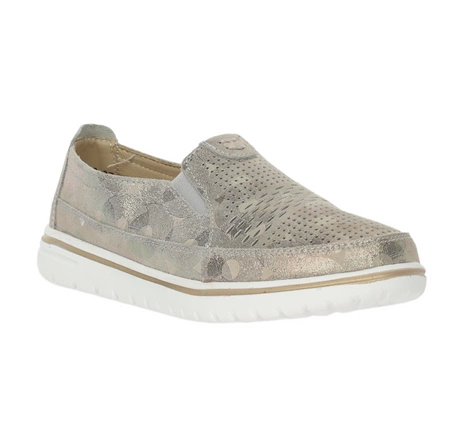 Komfortowe półbuty damskie wsuwane złote skórzane szyte Jezzi