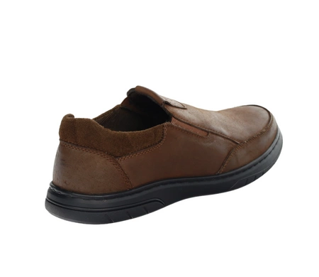 Brązowe skórzane półbuty męskie wsuwane wytrzymałe American Club