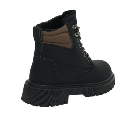 Czarne traperki młodzieżowe ciepłe buty zimowe chłopięce NEWS