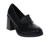 Czarne mokasyny damskie na szerokim klocku i platformie Jezzi