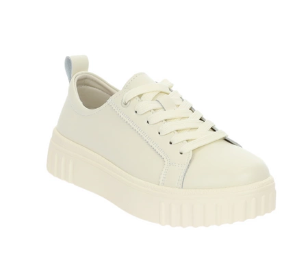 Beżowe skórzane adidasy damskie na platformie półbuty PREMIUM