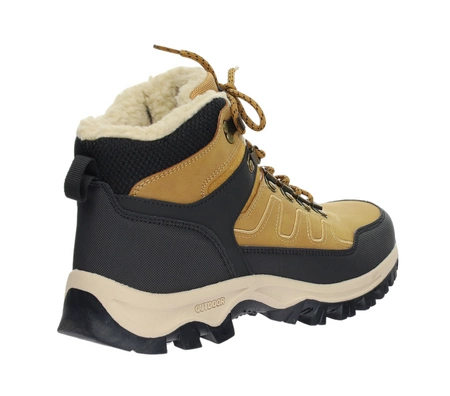 Musztardowe trzewiki męskie/chłopięce buty zimowe trapery