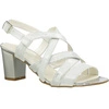 Białe sandały damskie na obcasie posrebrzane z włoskiej skóry Gino Fabiani - Produkt Polski