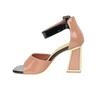 Seksowne sandały damskie na ozdobnym wysokim obcasie z zakrytą piętą brudny róż Vinceza