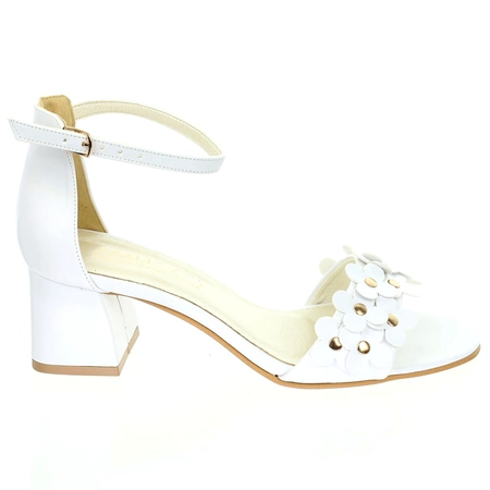 Białe sandały damskie na szerokim obcasie Daisy od Azali