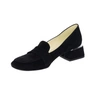 Eleganckie buty damskie na niskim obcasie mokasyny czarne zamszowe  AZALI