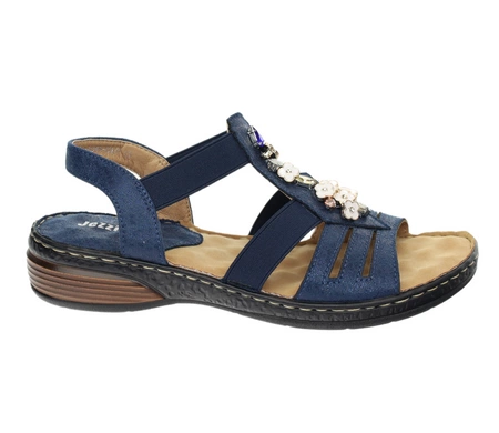 Granatowe komfortowe sandały damskie wsuwane szyte Jezzi