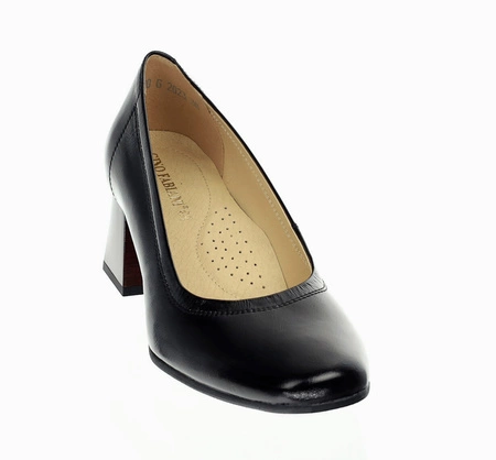 Czarne skórzane buty na obcasie komfortowe i eleganckie Gino Fabiani