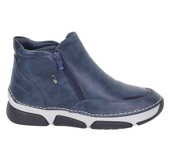 Granatowe botki damskie zimowe ocieplane komfortowe na dwa zamki HAIDRA