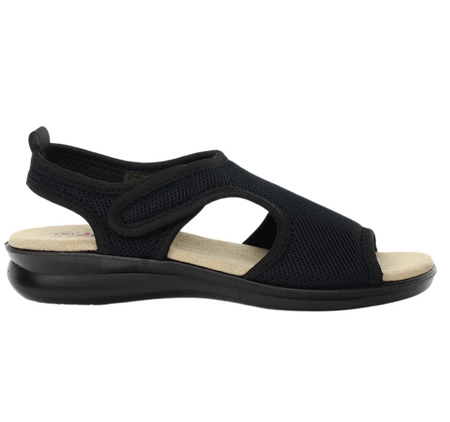 Czarne komfortowe płaskie sandały damskie z elastyczną cholewką Jezzi