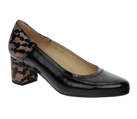 Komfortowe czółenka damskie skórzane na niskim obcasie Gino Fabiani