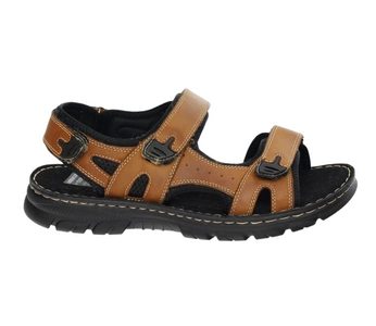 Brązowe sandały męskie skórzane na rzepy American Club