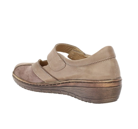 Skórzane czółenka płaskie komfortowe zapinane na rzep Helios model 425