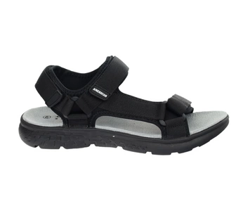 Czarne sandały męskie ze skórzaną wkładką na rzepy American Club