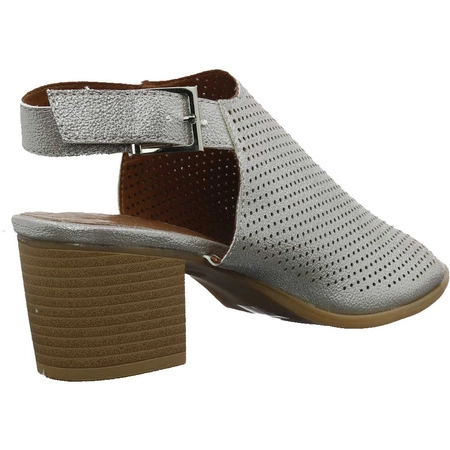 Sandały damskie na pobcasie peep-toe zabudowane Jezzi