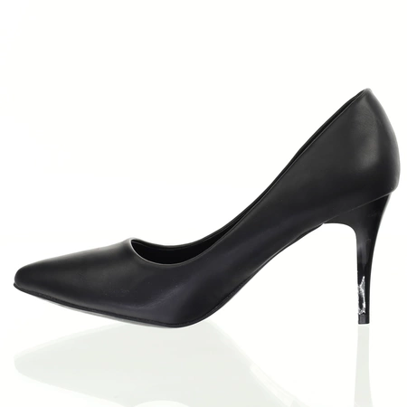 Czarne szpilki z eko skóry klasyczne czółenka na szpilce Seastar