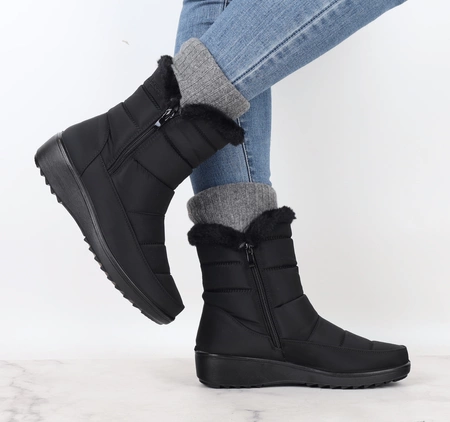 Ciepłe trzewiki zimowe damskie na zamek wodoodporne śniegowce UNISOFT