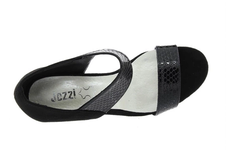 Czarne sandały damskie na szpilce z zakrytą piętą Jezzi