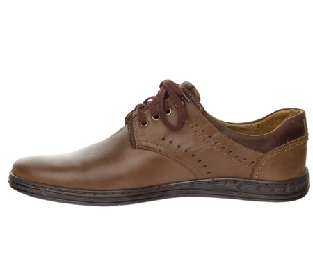 Brązowe skórzane półbuty męskie Polskie POLBUT