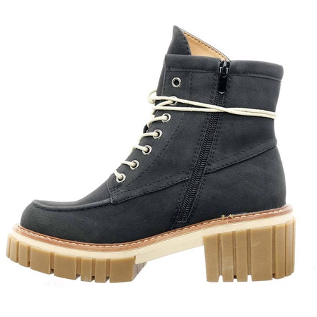 Granatowe traperki botki ocieplane Jezzi 22BT35-5044