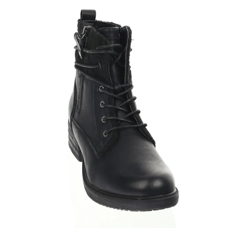 Czarne komfortowe buty zimowe damskie na szerokim obcasie Jezzi