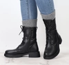 Czarne skórzane botki glany damskie eleganckie Jezzi