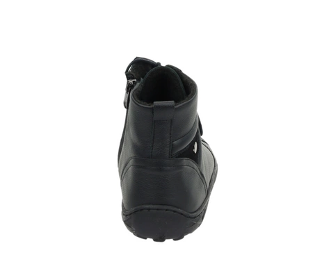 Skórzane czarne botki damskie płaskie na szeroką stopę Helios